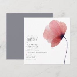 Elegante Blush Watercolor Poppy Gray Wedding Einladung