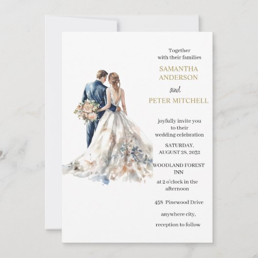 Elegante Blush Wedding Einladung (Vorderseite)