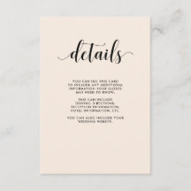 Elegante Blush Wedding Guest Details