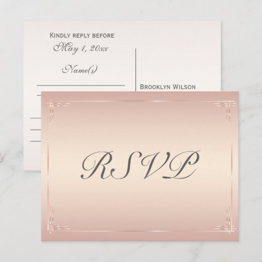 Elegante Blush Wedding RSVP Postkarten (Vorne/Hinten)