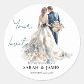 Elegante Blush Wedding Runder Aufkleber (Vorderseite)