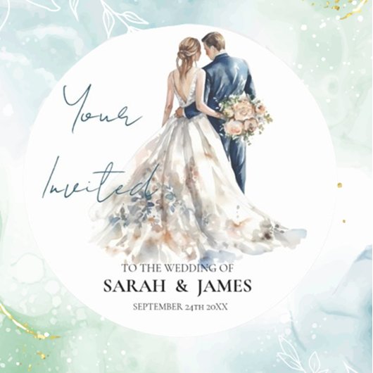 Elegante Blush Wedding Runder Aufkleber