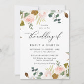 Elegante Blush & White Floral Spring Wedding Einladung (Vorderseite)