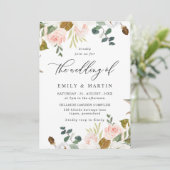 Elegante Blush & White Floral Spring Wedding Einladung (Stehend Vorderseite)