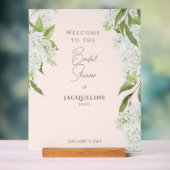 Elegante Blush White Hydrangeas Dusche Empfang Acrylschild (Neutral)