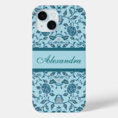 Elegante Blüte Aquamarin Damask Case-Mate iPhone Hülle (Rückseite)