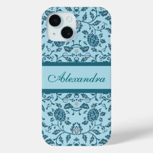 Elegante Blüte Aquamarin Damask Case-Mate iPhone Hülle