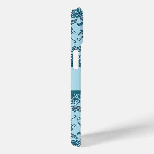 Elegante Blüte Aquamarin Damask Case-Mate iPhone Hülle (Rückseite / Rechts)