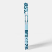 Elegante Blüte Aquamarin Damask Case-Mate iPhone Hülle (Rückseite / Links)