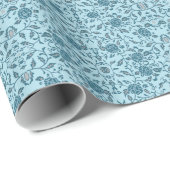 Elegante Blüte Aquamarin Damask Geschenkpapier (Rolleneckpunkt)