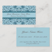 Elegante Blüte Aquamarin Damask Visitenkarte (Vorne/Hinten)