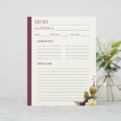 Elegante Blüte aus der Küche des weißen Rezepts Briefbogen (Stehend Vorderseite)