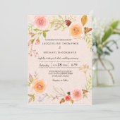 Elegante Blüte in Damask Brautparty Wreath Einladung (Stehend Vorderseite)