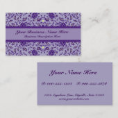 Elegante Blüte Lila Damask Visitenkarte (Vorne/Hinten)