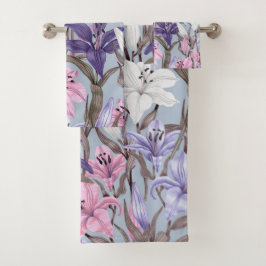 Elegante Blüte mit blumengeschmückter Dekoration,  Badhandtuch Set