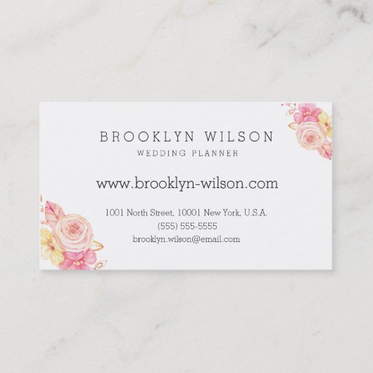 Elegante Blüte mit Perlen Hochzeitsplaner Visitenkarte (Rückseite)