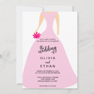 Elegante Blüte pink schicke Hochzeitseinladung Einladung