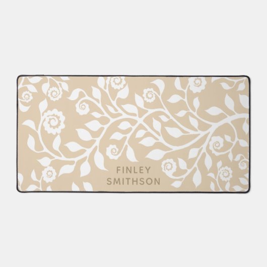 Elegante Blüte tragen ihren Namen Girly White and  Schreibtischunterlage (Vorderseite)