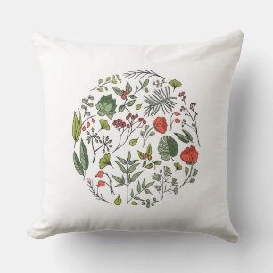 Elegante Blüten Blätter grün rot Kissen