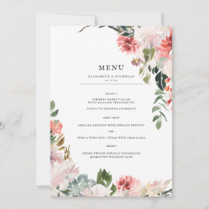 Elegante Blüten Frühjahrsflorale Hochzeitsmenü Einladung
