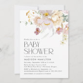 Elegante Blüten Pink und Cream Floral Baby Dusche Einladung (Vorderseite)