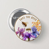 Elegante Blüten Rettete die Bienen Button (Vorne & Hinten)