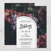 Elegante Blüten rosa Rosen Einladung Hochzeit (Vorne/Hinten)