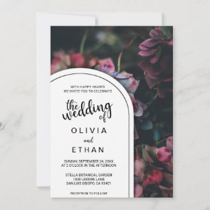 Elegante Blüten rosa Rosen Einladung Hochzeit