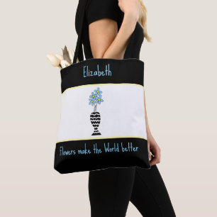 elegante Blüten und feine Streifen Tasche