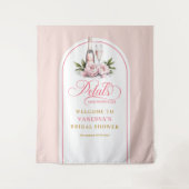 Elegante Blüten und Prosecco-Banner für Junggesell Wandteppich (Vorderseite)