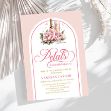 Elegante Blüten und Prosecco-Roségold-Einladung