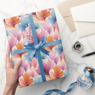 Elegante Blütenblätter weiche Wasserfarbenblüten Geschenkpapier