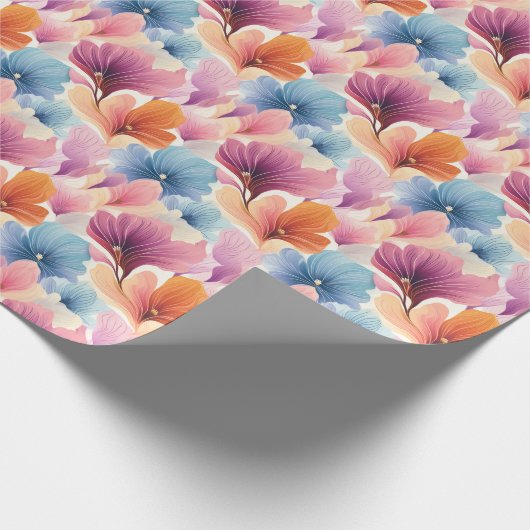 Elegante Blütenblätter weiche Wasserfarbenblüten Geschenkpapier (Ecke)