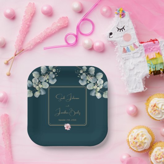 Elegante Blütenblatthochzeit Pappteller (Party)