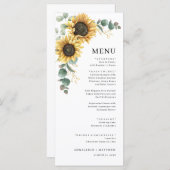 Elegante Blütenblume Eukalyptus Wedding Menükarte (Vorne/Hinten)