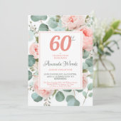 Elegante Blütenblüte 60. Geburtstag Einladung (Stehend Vorderseite)
