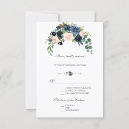 Elegante Blütenblütenblütenblüten der Goldnacht Bl RSVP Karte