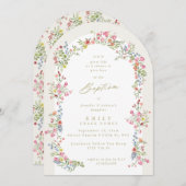 elegante Blütendärme Sommerbogentaufe Einladung (Vorne/Hinten)