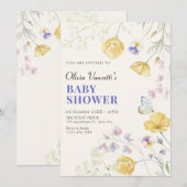 Elegante Blütendusche Einladung (Vorne/Hinten)