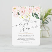 Elegante Blütendusche und Grüne Adoption Einladung (Stehend Vorderseite)