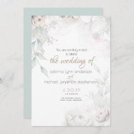 Elegante blütenfarbene Korallen und weiße Peonies Einladung