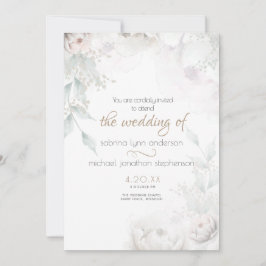 Elegante blütenfarbene Korallen und weiße Peonies Einladung