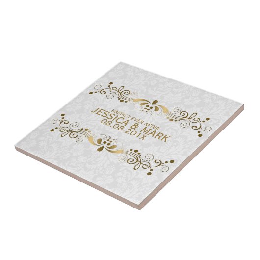 Elegante Blütengoldplatte mit weißen Damaskus 2a Fliese (Seite)