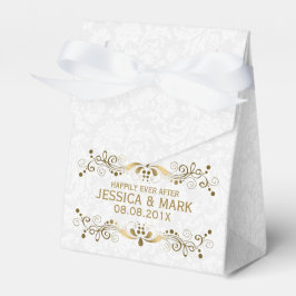 Elegante Blütengoldplatte mit weißen Damaskus 2a Geschenkschachtel