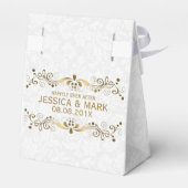 Elegante Blütengoldplatte mit weißen Damaskus 2a Geschenkschachtel (Rückseite)