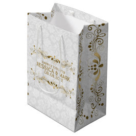 Elegante Blütengoldplatte mit weißen Damaskus 2a Mittlere Geschenktüte