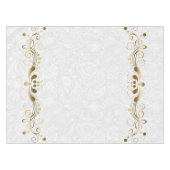 Elegante Blütengoldplatte mit weißen Damaskus 2a Tischdecke (Vorderseite (Horizontal))
