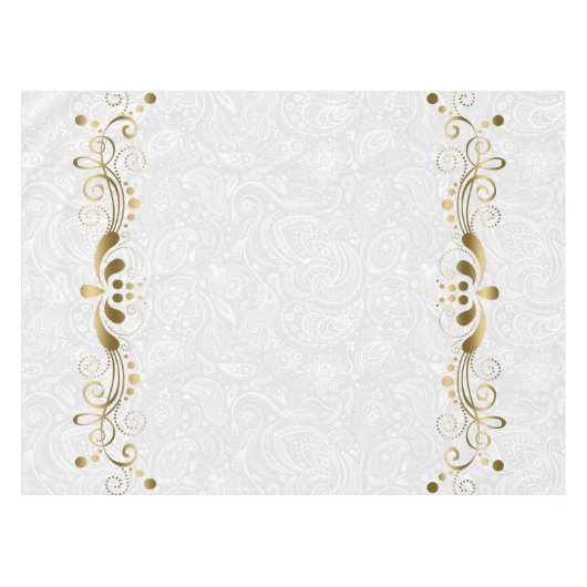 Elegante Blütengoldplatte mit weißen Damaskus 2a Tischdecke (Vorderseite (Horizontal))