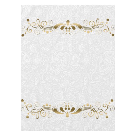 Elegante Blütengoldplatte mit weißen Damaskus 2a Tischdecke (Vorderseite)