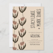 Elegante Blütenhandzeichnung Extravaganter Script- Einladung (Vorderseite)